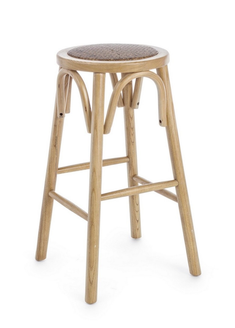 Hoker Circle naturalny Ø40x73cm rattan naturalny i drewno wiązu PU Bizzotto