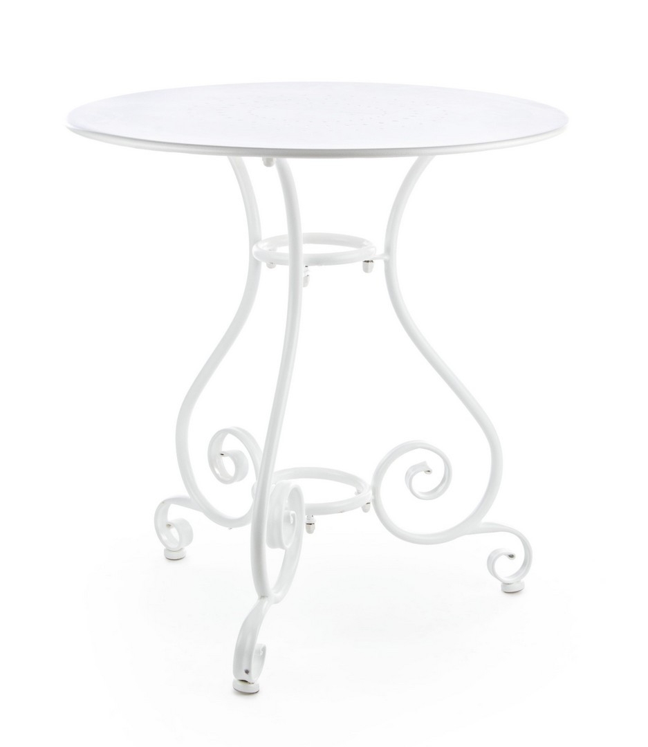 Okrągły stolik na balkon ETIENNE biały Ø70 stalowy Bizzotto