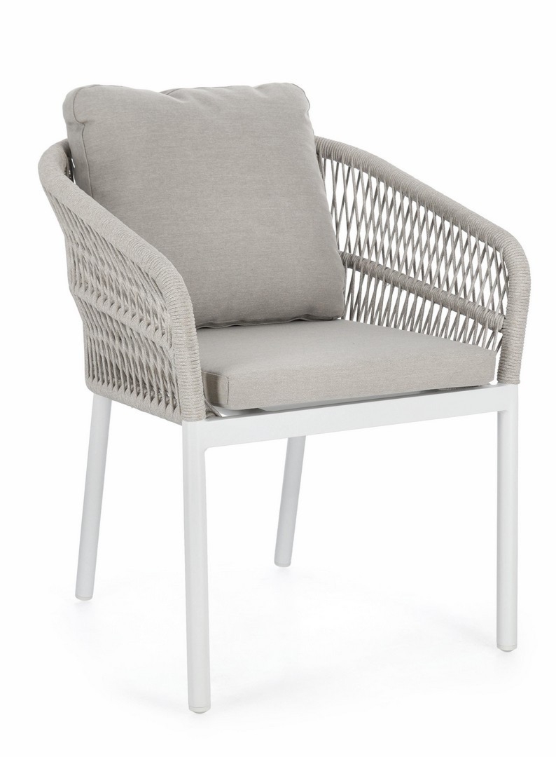 Krzesło ogrodowe GALDANA białe 62x66 aluminiowe z liną olefinową Bizzotto