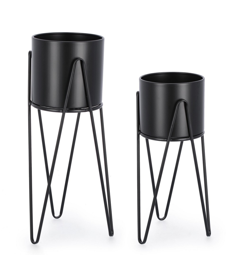 Zestaw stojaków na donice MADELYN czarny Ø23,Ø21 stalowy Bizzotto