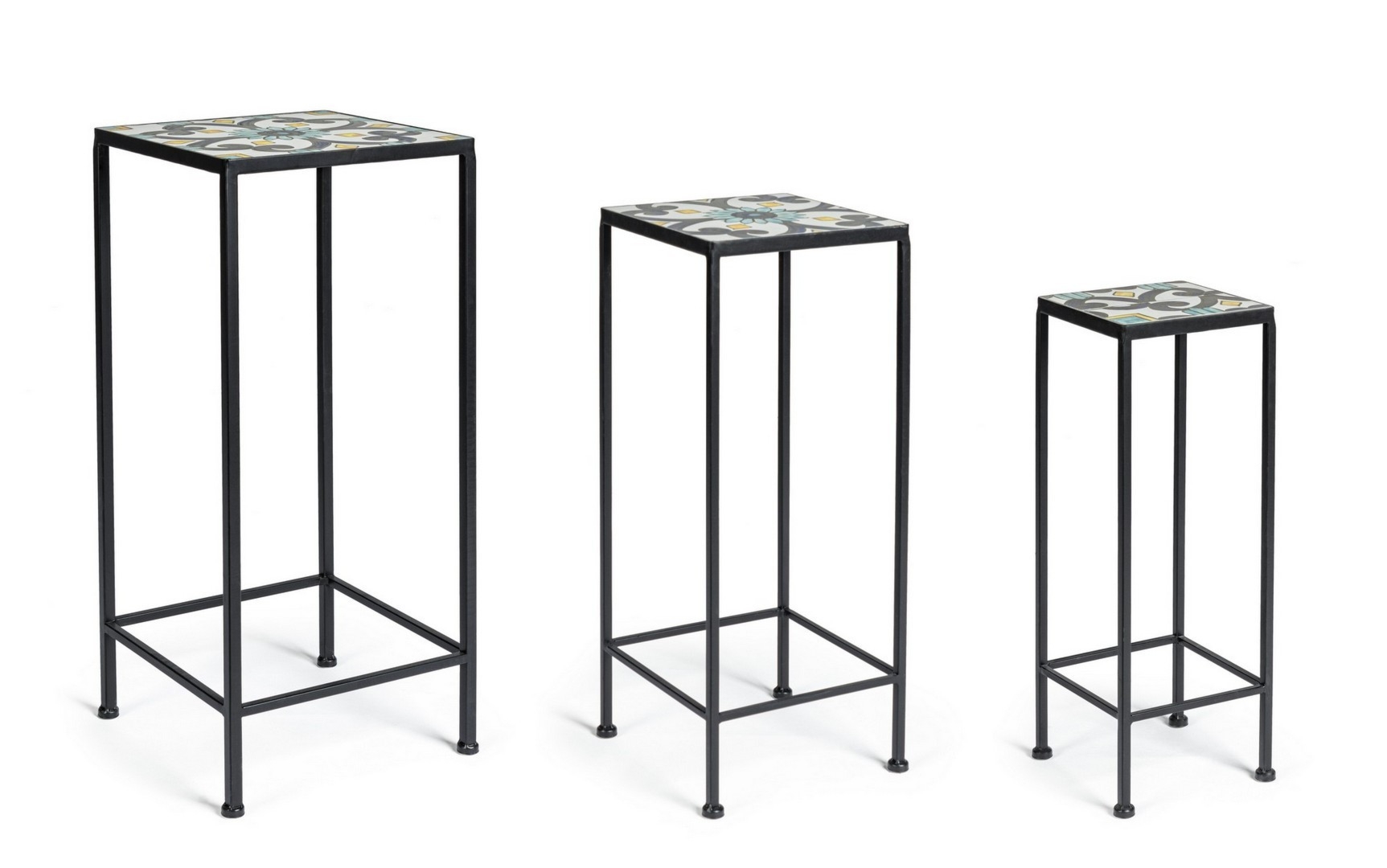 Zestaw 3 stolików POSITANO 28x28 stalowych Bizzotto