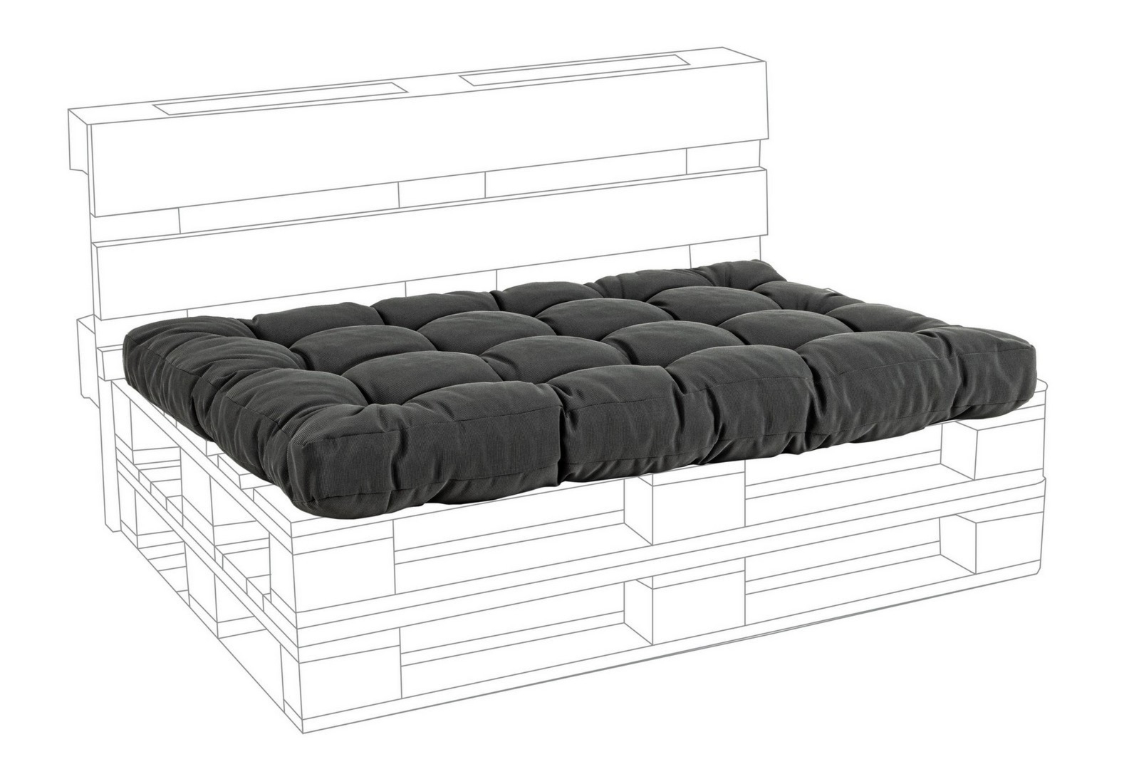 Poduszka na ławkę CHARC antracytowa 120x80 wodoodporna z poliestru Bizzotto