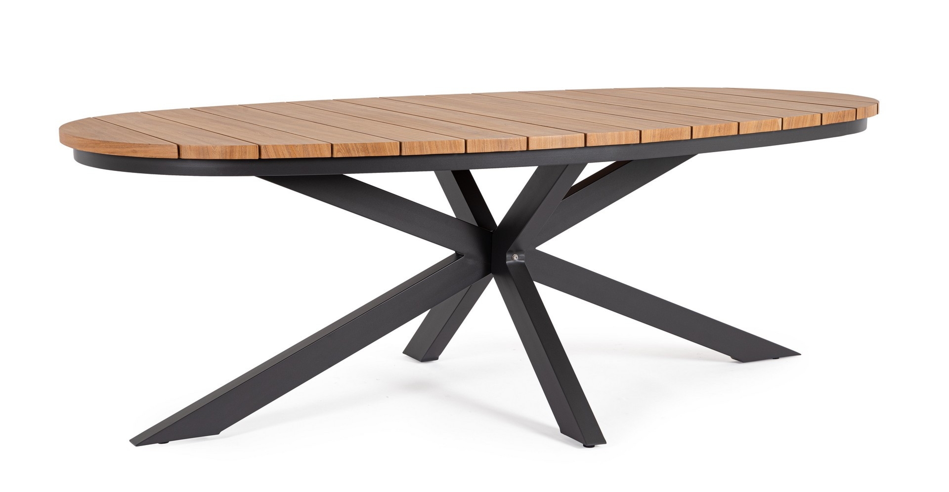 Stół owalny ZELMAR antracytowy 218x115 aluminiowy z efektem drewna Bizzotto