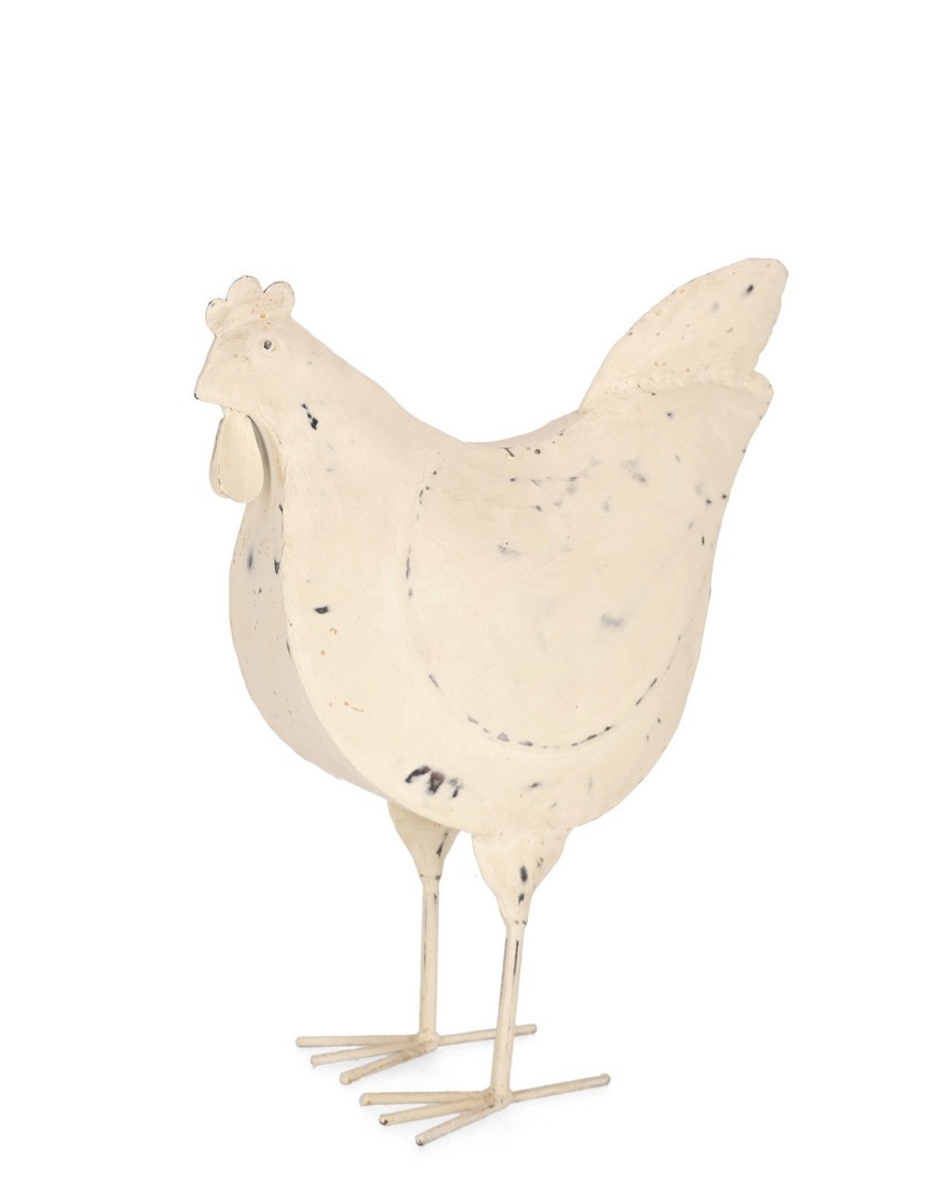 Dekoracja z kurczaka NUNA biała 40x19,5x48,5h metalowa Bizzotto