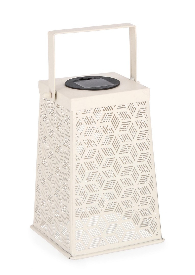 Latarnia solarna SUNIL biała 14x14x20h stalowa Bizzotto