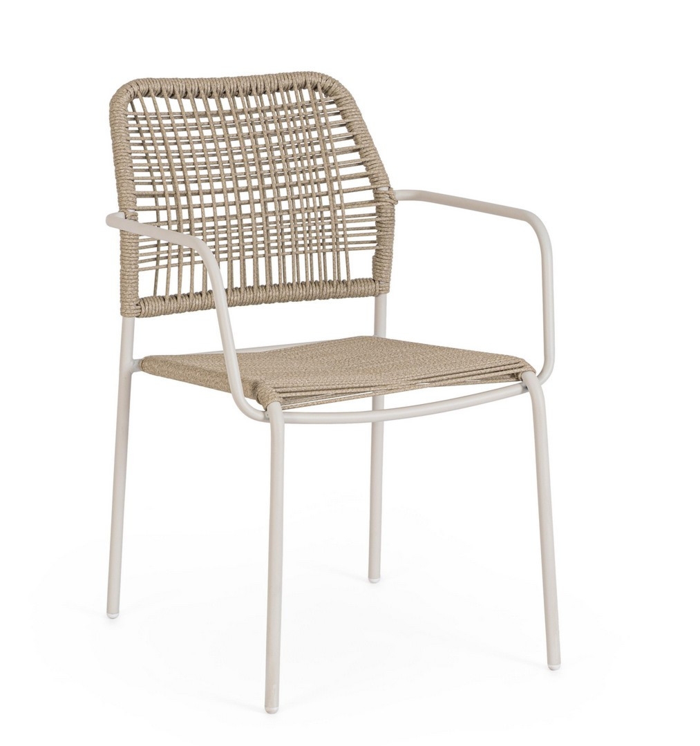 Krzesło ogrodowe JABLE piaskowe 54x63 stalowe Bizzotto