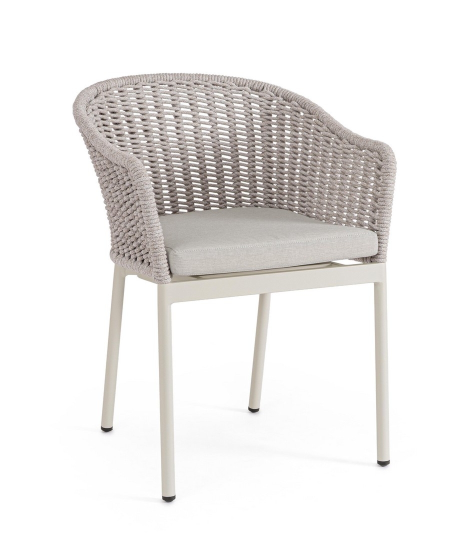 Krzesło ogrodowe SALINES kremowe 57x58 aluminiowe lina poliestrowa Bizzotto