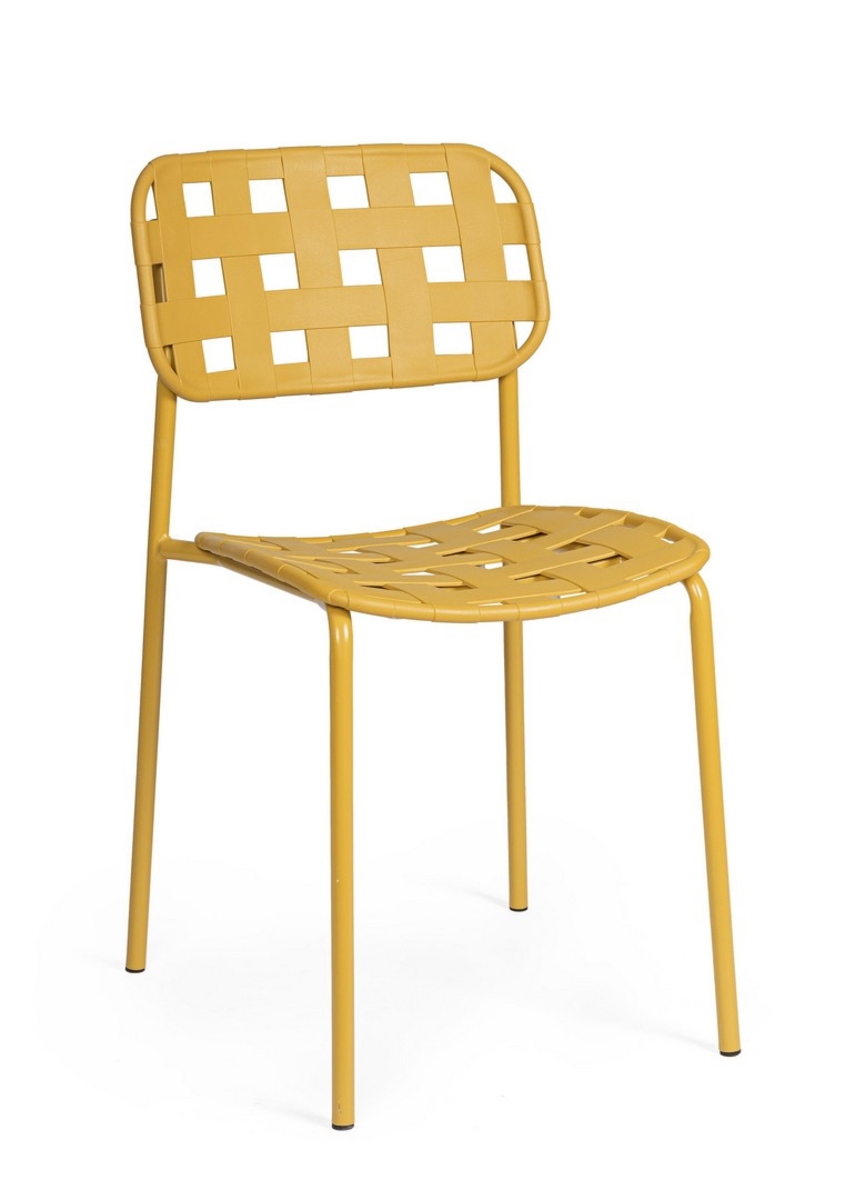 Krzesło ogrodowe CLOVER żółte 52x40 stalowe Bizzotto