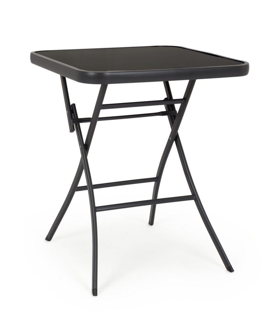 Stolik cateringowy MARTINEZ  60x60 stalowy z blatem szklanym Bizzotto