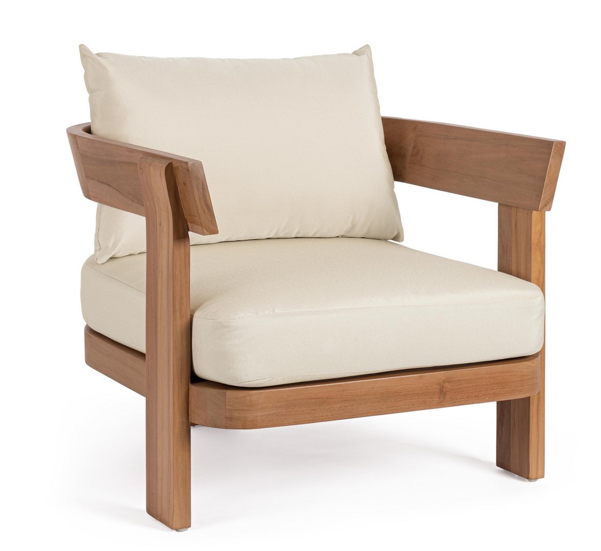 Fotel ogrodowy EVORA lniany 82x82 z drewna teak Bizzotto