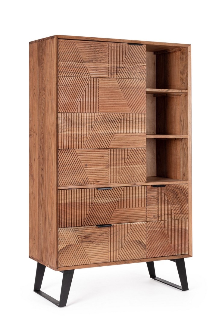 Barek Isar brązowy 88x40x150cm drewno akacjowe i stal Bizzotto