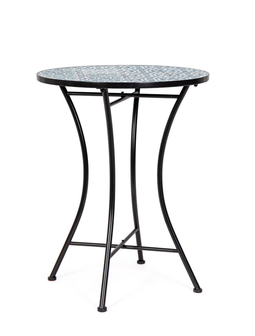 Stół ogrodowy SAMOS czarny Ø60 stalowy z blatem ceramicznym Bizzotto