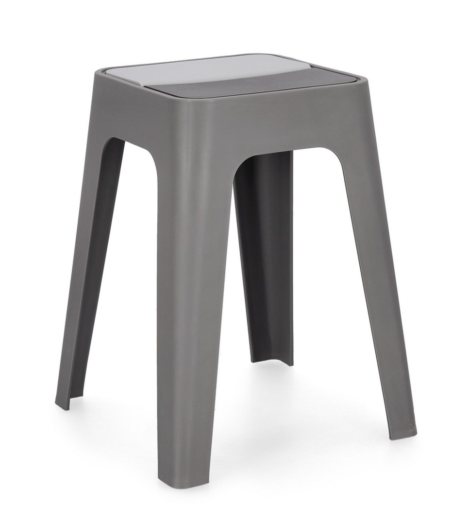 Stołek Hobbit szary 36.5x36.5x46.5cm PP Bizzotto