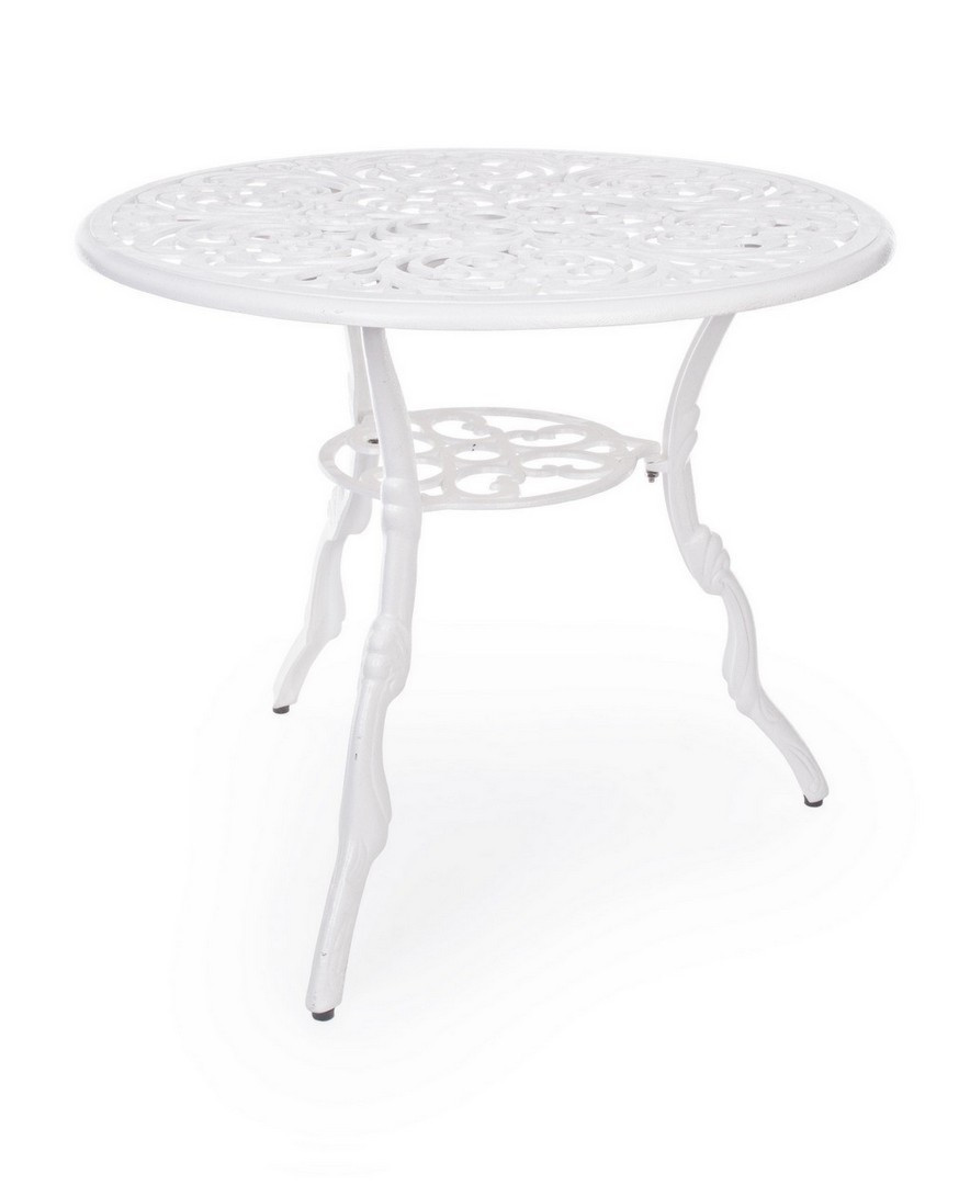 Okrągły stolik ogrodowy VICTORIA biały ø80a - 67h ze stopu aluminium Bizzotto
