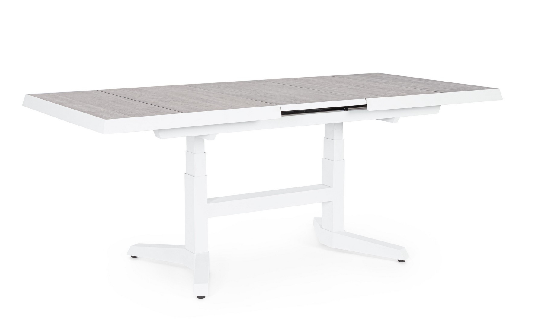 Stół rozkładany / podnoszony ROBERT biały 143/183x88 aluminiowy z płytką ceramiczną Bizzotto