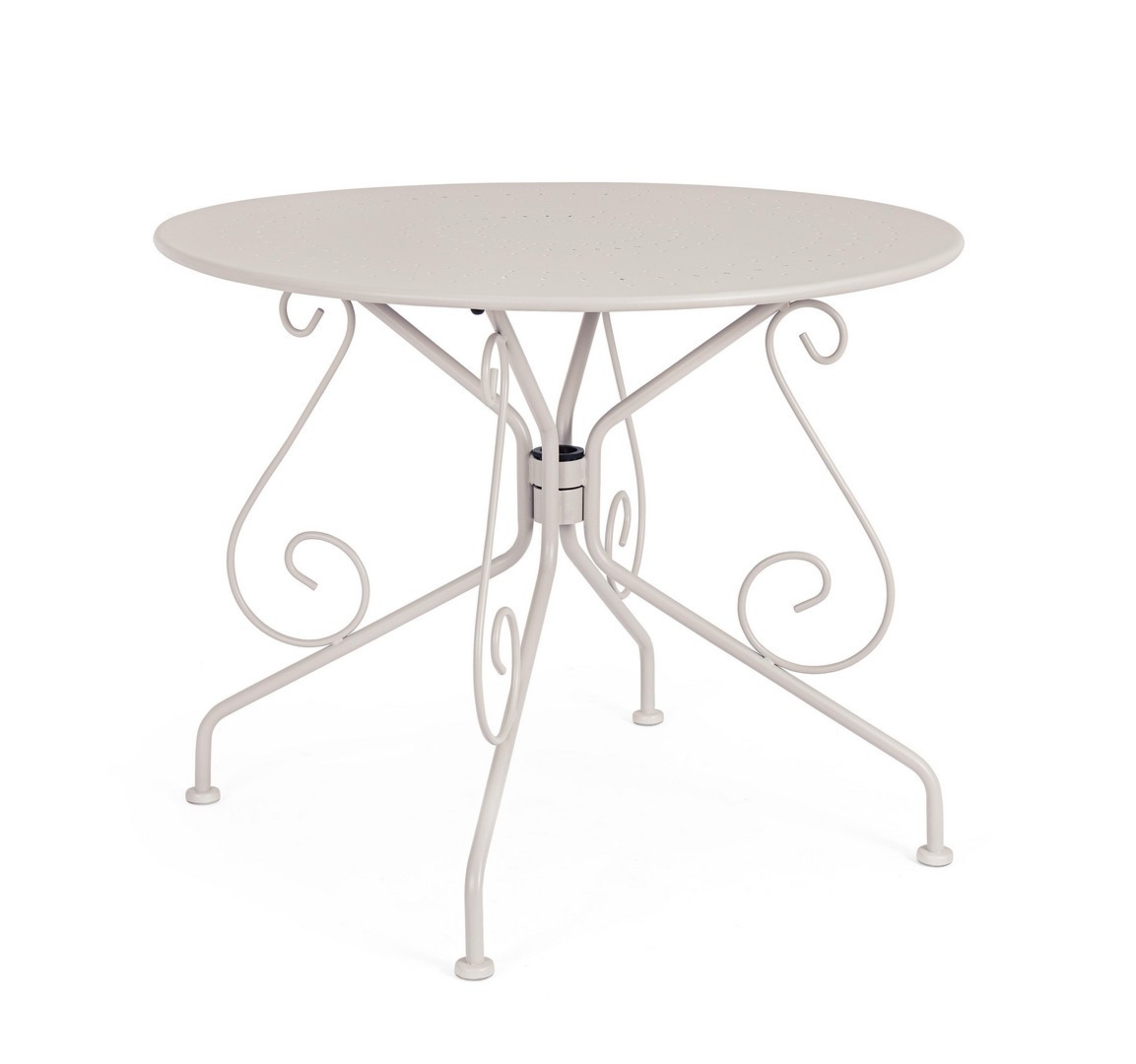 Okrągły stolik na balkon ETIENNE jasnoszary Ø90 stalowy Bizzotto