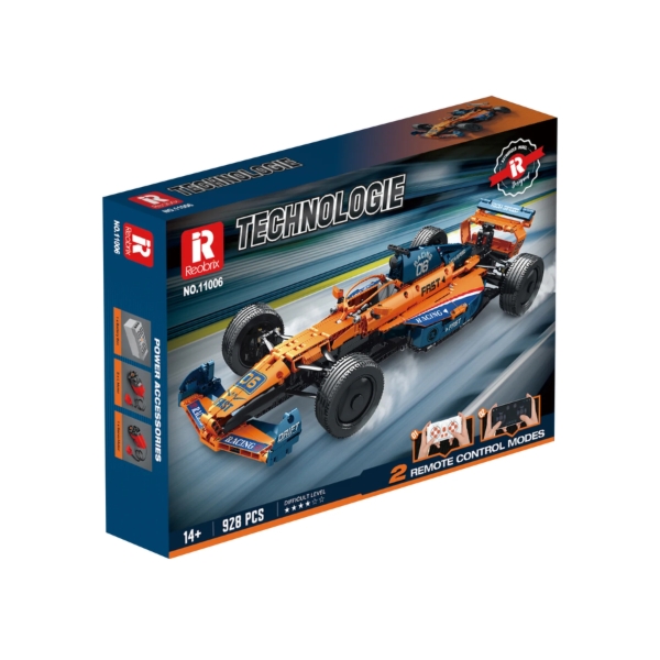 Klocki REOBRIX 11006 Samochód wyścigowy F1 Pomarańczowy (928 elementów)