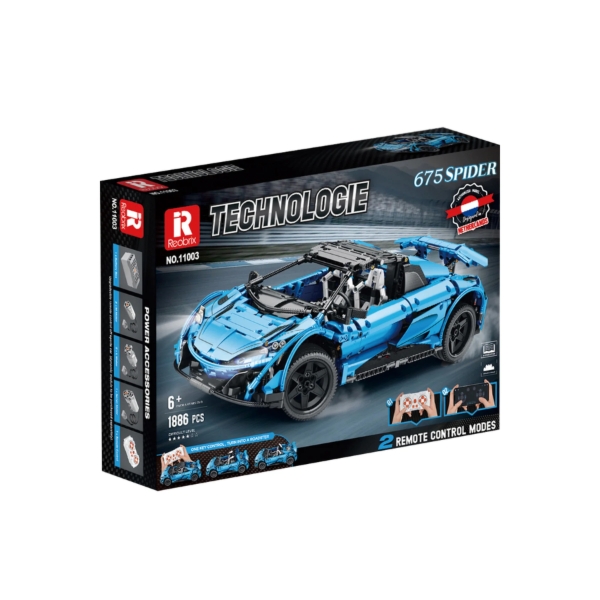 Klocki REOBRIX 11004 Super samochód 675LT Spider Niebieski - zdalnie sterowany (1886 elementów)