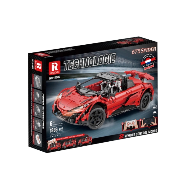 Klocki REOBRIX 11004 Super samochód 675LT Spider Czerwony - zdalnie sterowany (1886 elementów)