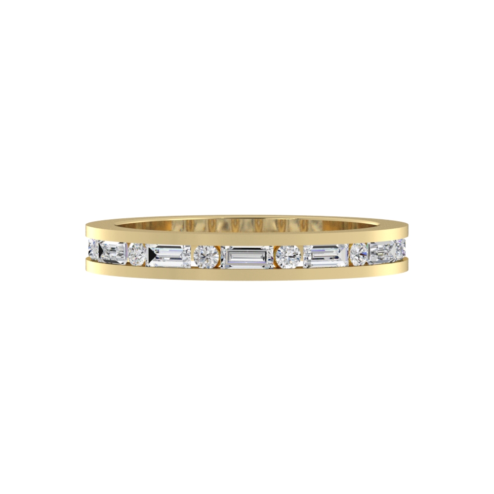 Obrączka Ślubna Channel Half Bageta 2.50 MM Diament Naturalny 417 (10K) Żółte Złoto