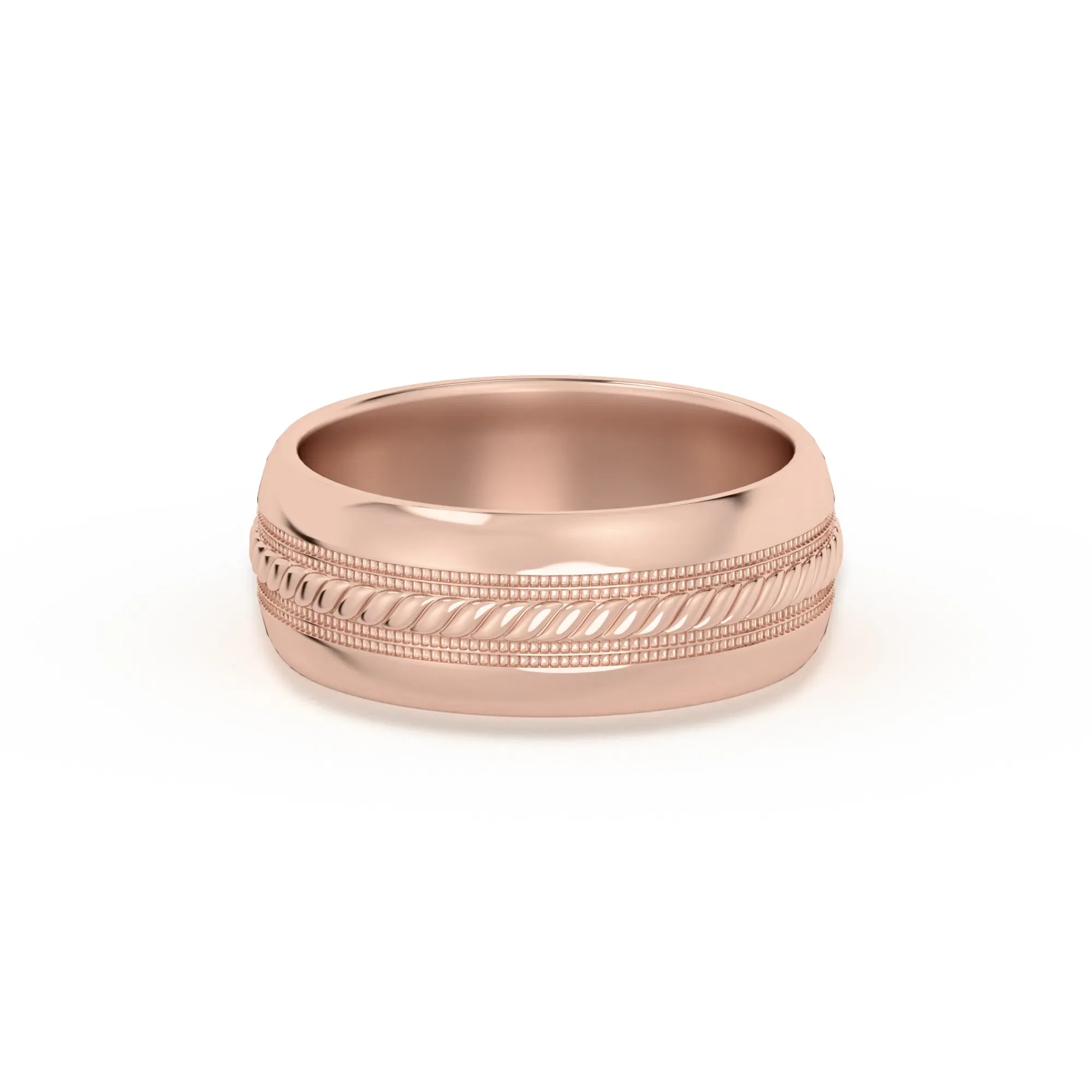 Single Rope Obrączka Ślubna 585 Różowe Złoto (14K) 7 MM