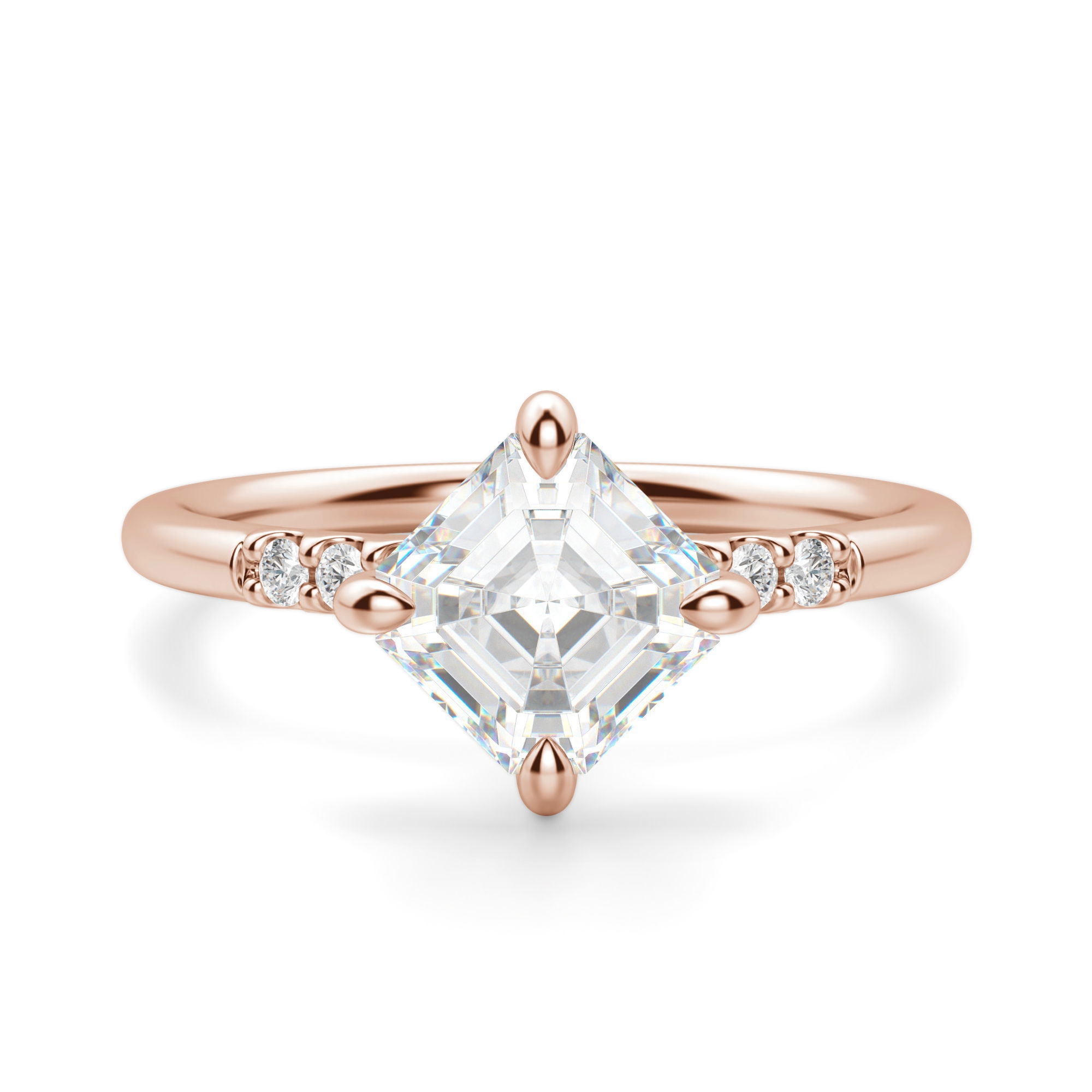 Kite Set Accented Asscher 2.00 krt Pierścionek Zaręczynowy Diament Laboratoryjny 585 Różowe Złoto (14K)