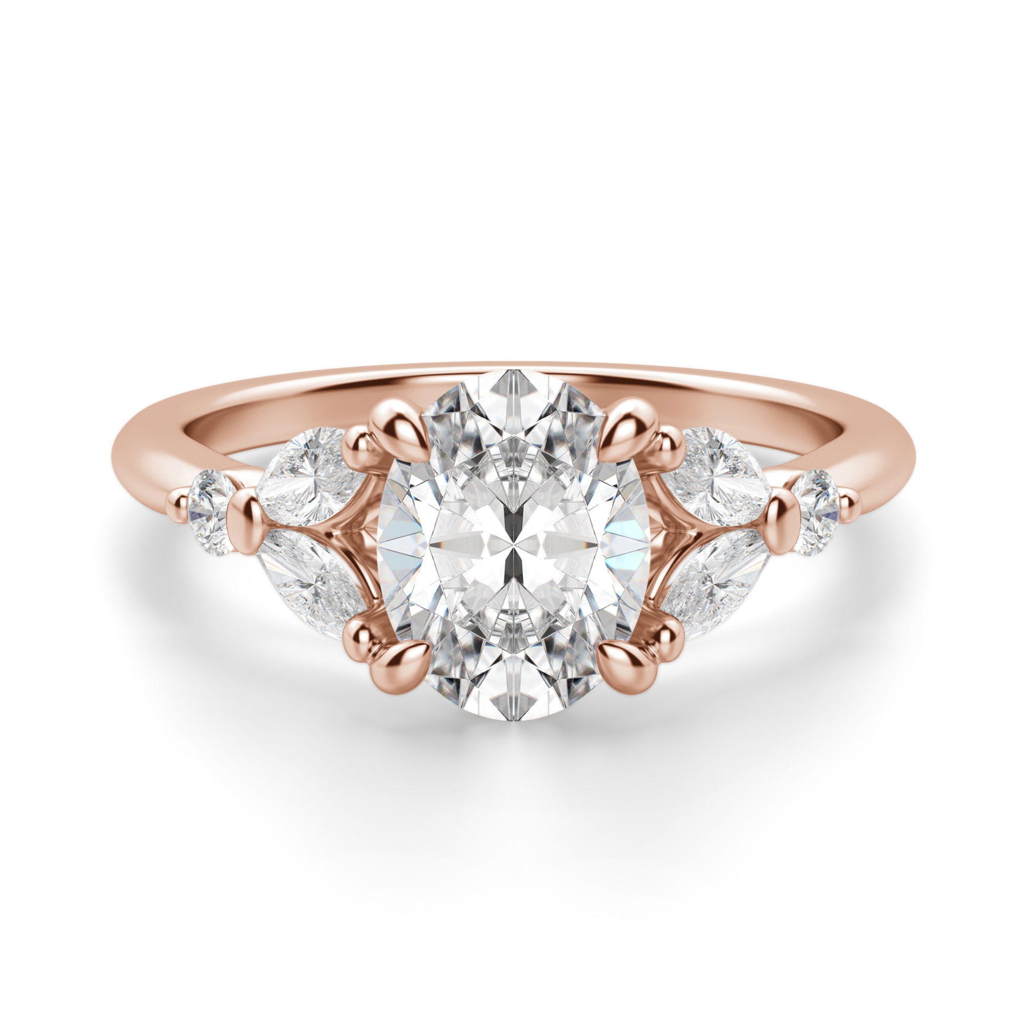 Haven Owalny 3.00 krt Pierścionek Zaręczynowy Diament Laboratoryjny 585 Różowe Złoto (14K)