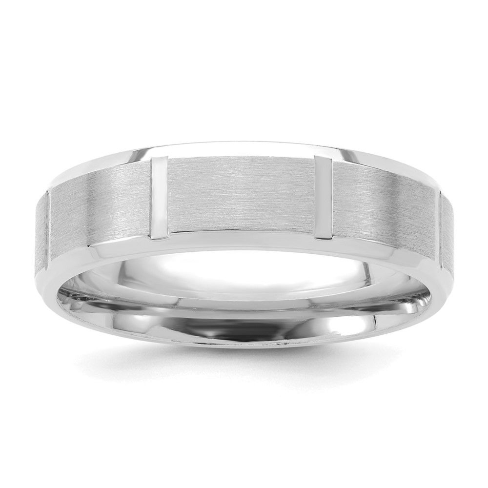 Obrączka Ślubna Vertical Lines Comfort Fit 6 mm 585 Białe Złoto (14K)