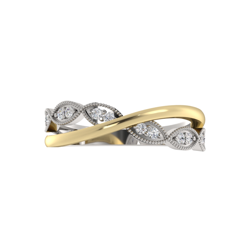 Obrączka Ślubna Duo Vivo Pavé 1.70 MM Diament Naturalny 750 (18K) Żółte & Białe Złoto