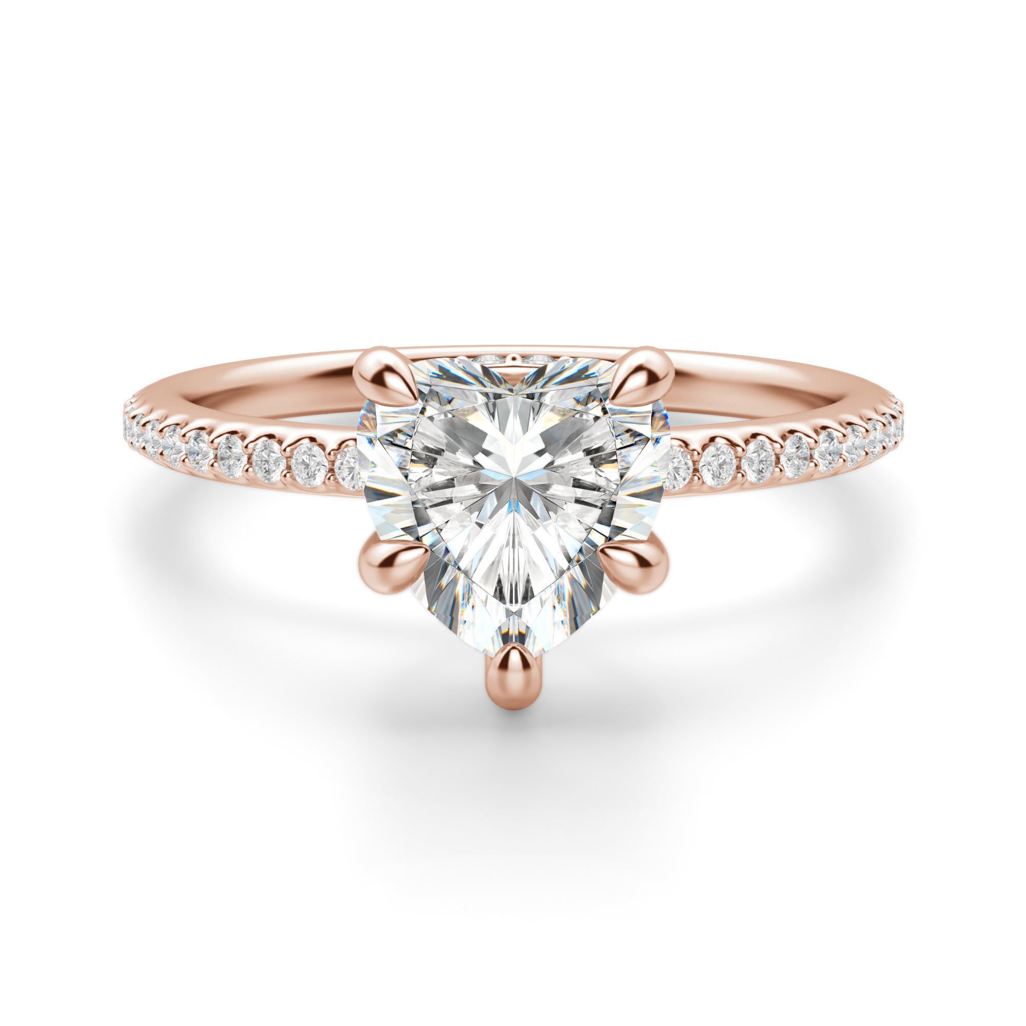 Hidden Halo Accented Sercowy 3.00 krt Pierścionek Zaręczynowy Diament Laboratoryjny 585 Różowe Złoto (14K)