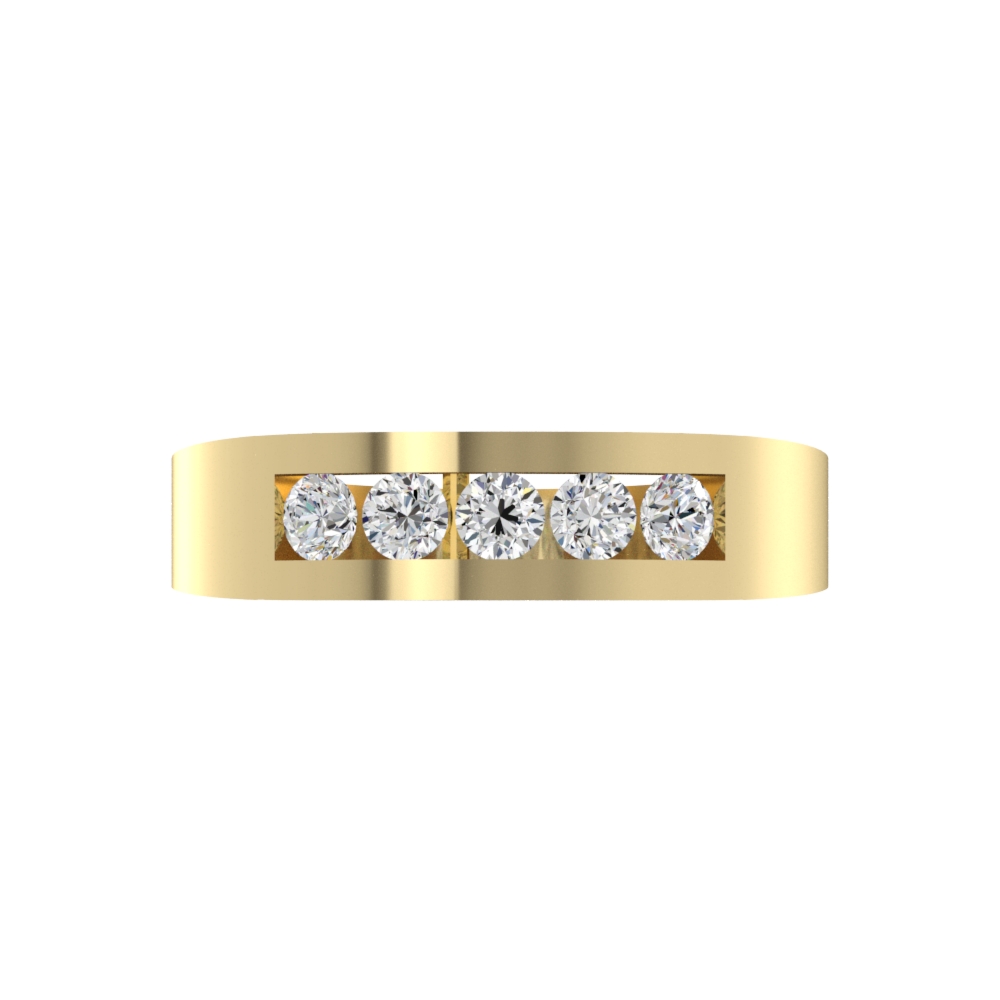 Obrączka Ślubna 5 Stones Diament Laboratoryjny 750 (18K) Żółte Złoto