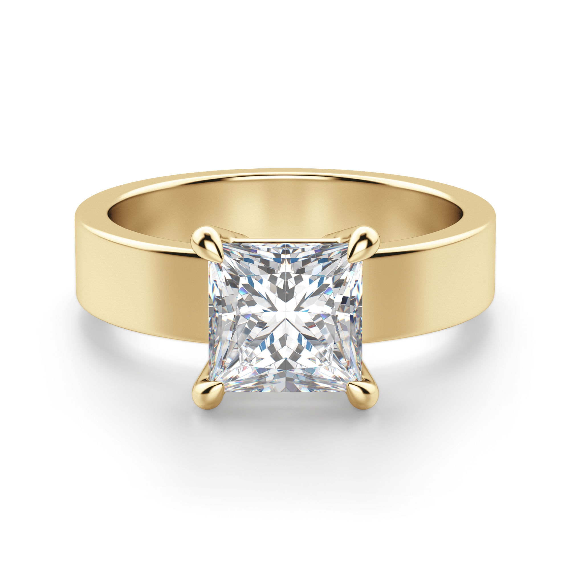 Basket Set Księżniczka 1.00 krt Masywny Pierścionek Zaręczynowy Diament Laboratoryjny 585 Żółte Złoto (14K)