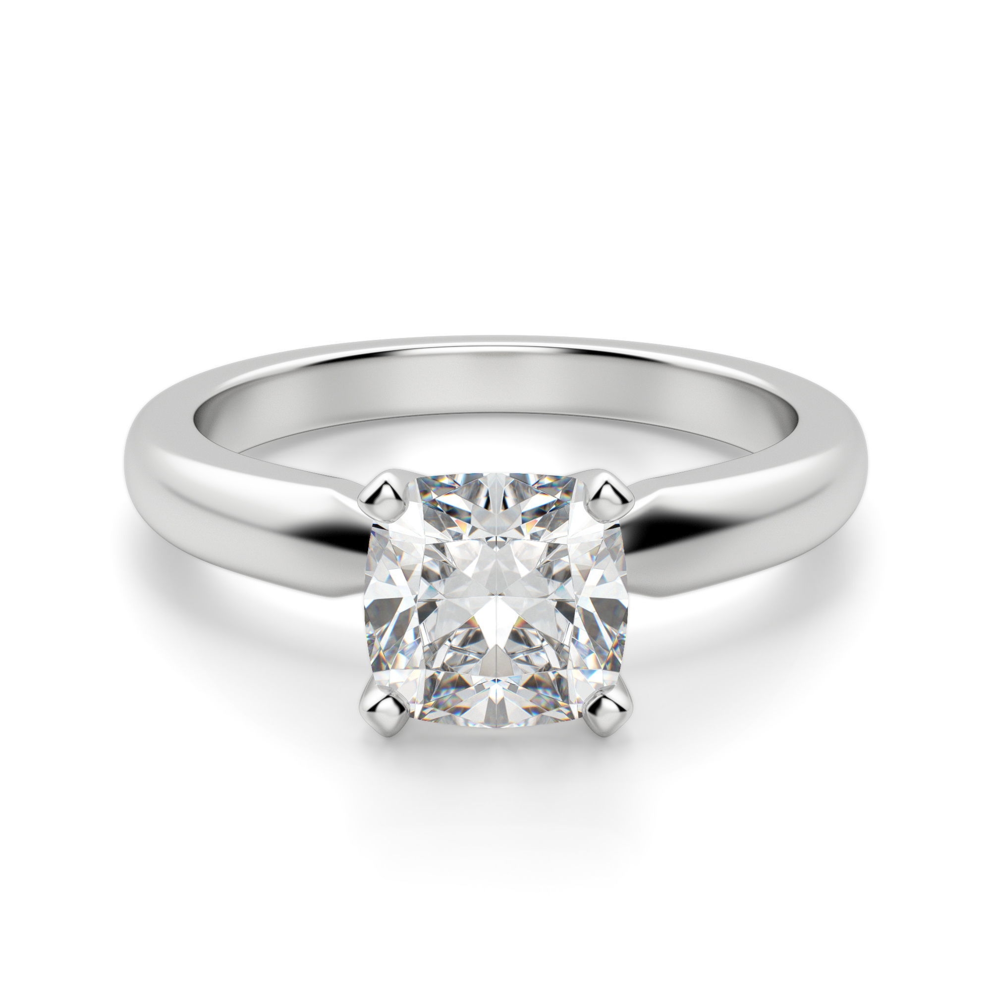 Tapered Solitaire Poduszkowy 2.00 krt Klasyczny Pierścionek Zaręczynowy Diament Laboratoryjny 585 Białe Złoto (14K)