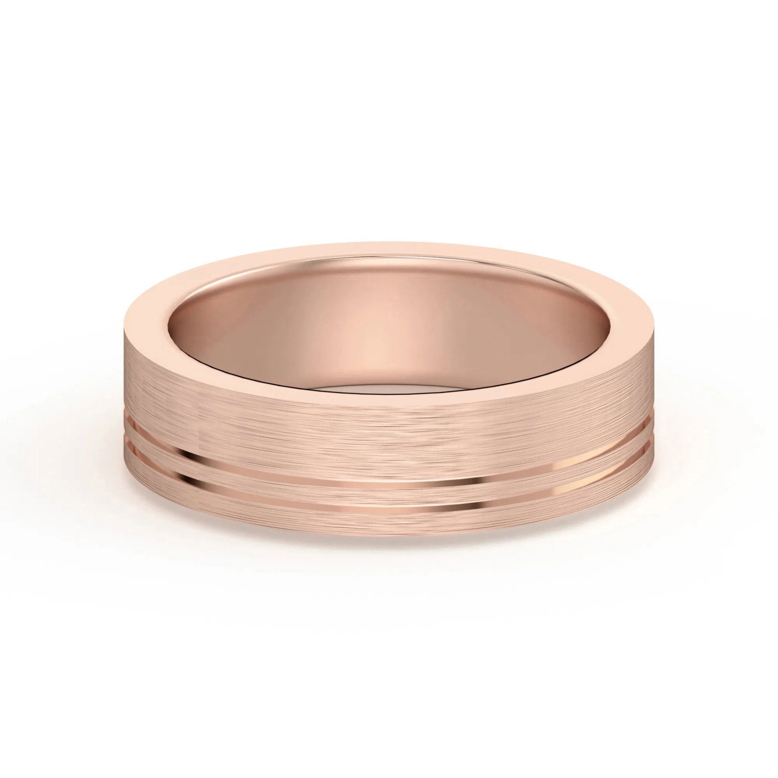 Double Lined Flat Obrączka Ślubna 585 Różowe Złoto (14K) 5 MM