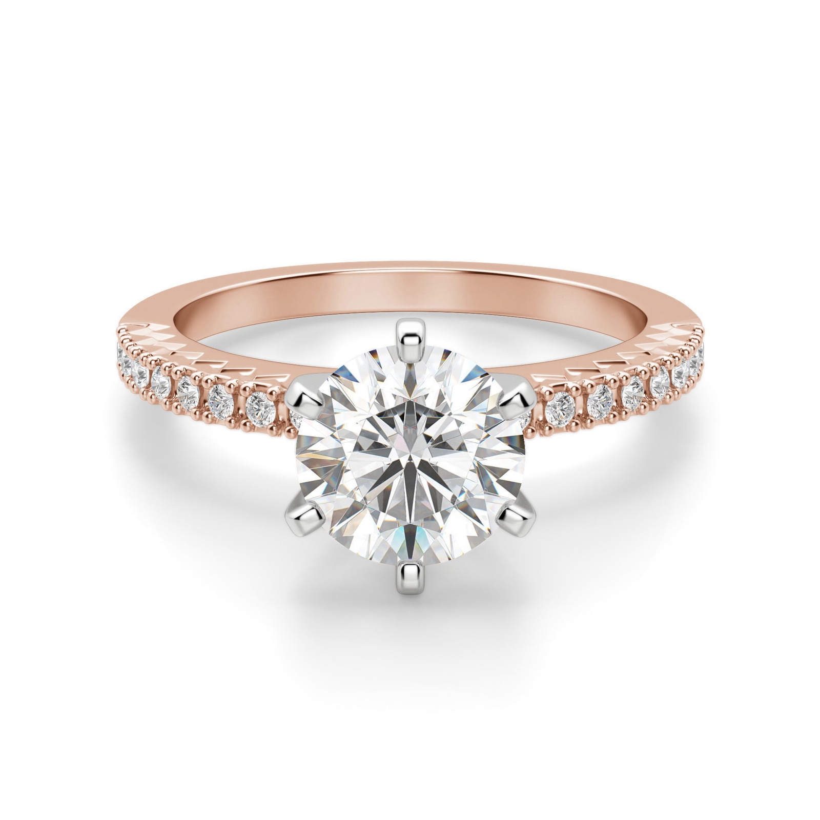 Angelix Okrągły 1.50 krt Pierścionek Zaręczynowy Diament Laboratoryjny 585 Różowe Złoto (14K)