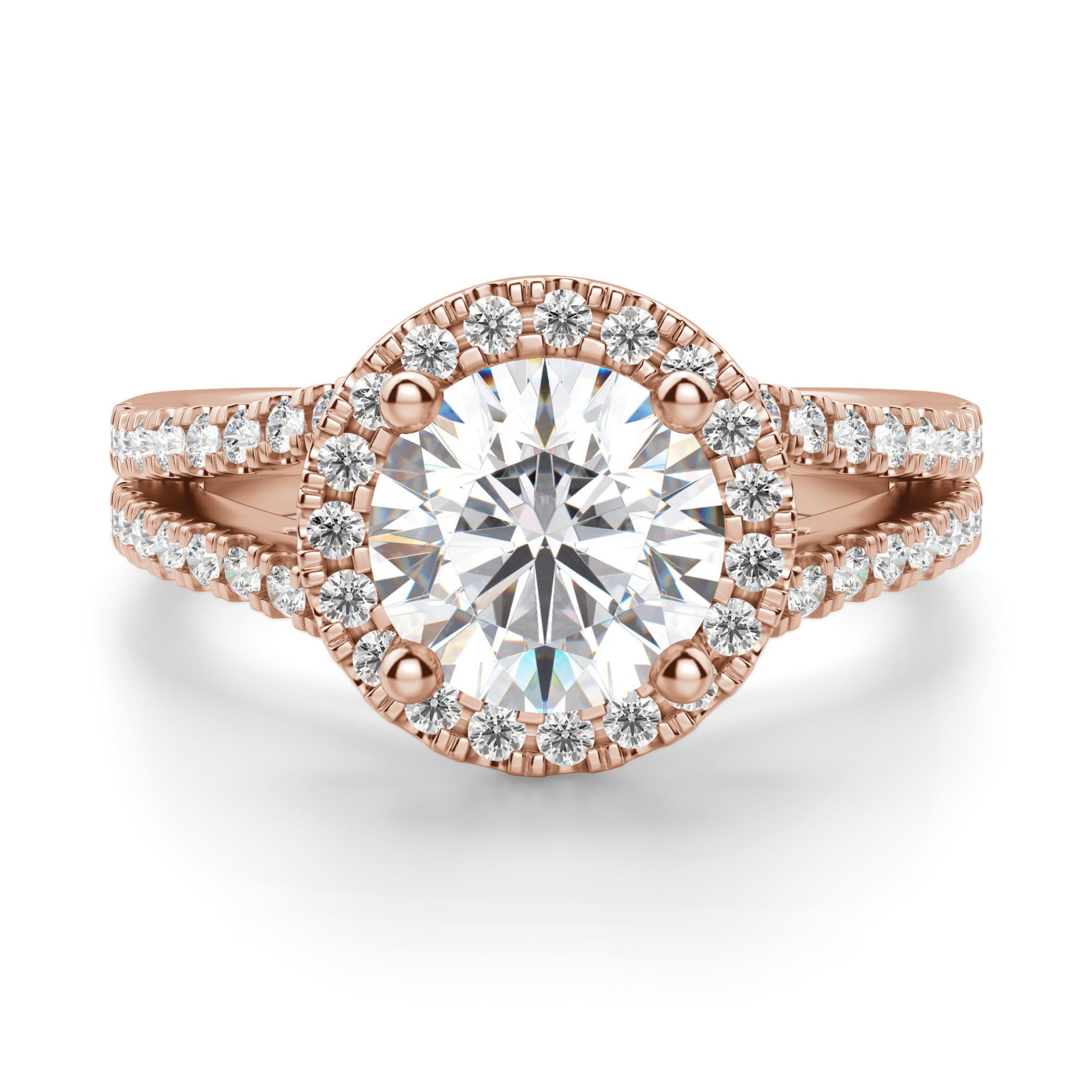 Palm Springs Okrągły 0.50 krt Pierścionek Zaręczynowy Diament Laboratoryjny 585 Różowe Złoto (14K)