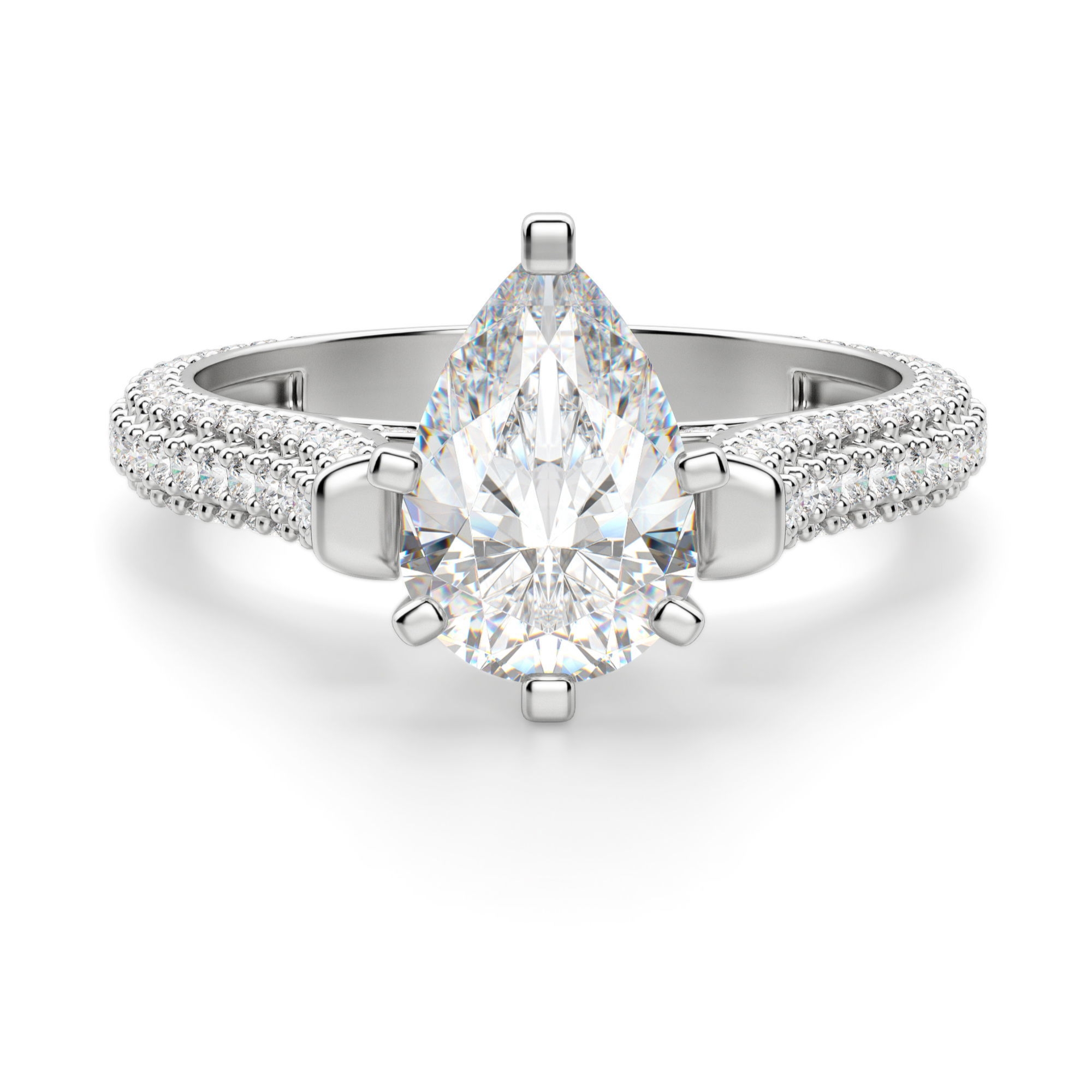 Seine Gruszkowy 1.00 krt Pierścionek Zaręczynowy Diament Laboratoryjny 585 Białe Złoto (14K)