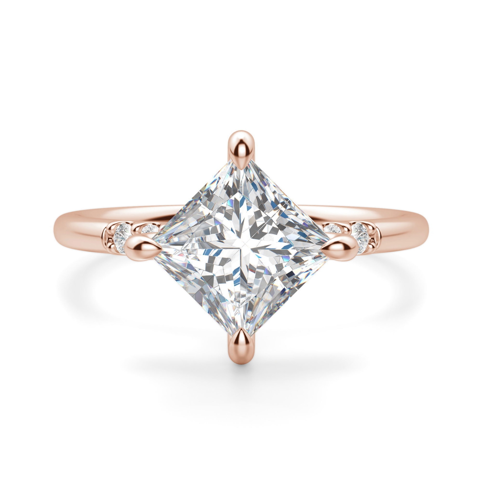 Kite Set Accented Księżniczka 2.50 krt Pierścionek Zaręczynowy Diament Laboratoryjny 585 Różowe Złoto (14K)