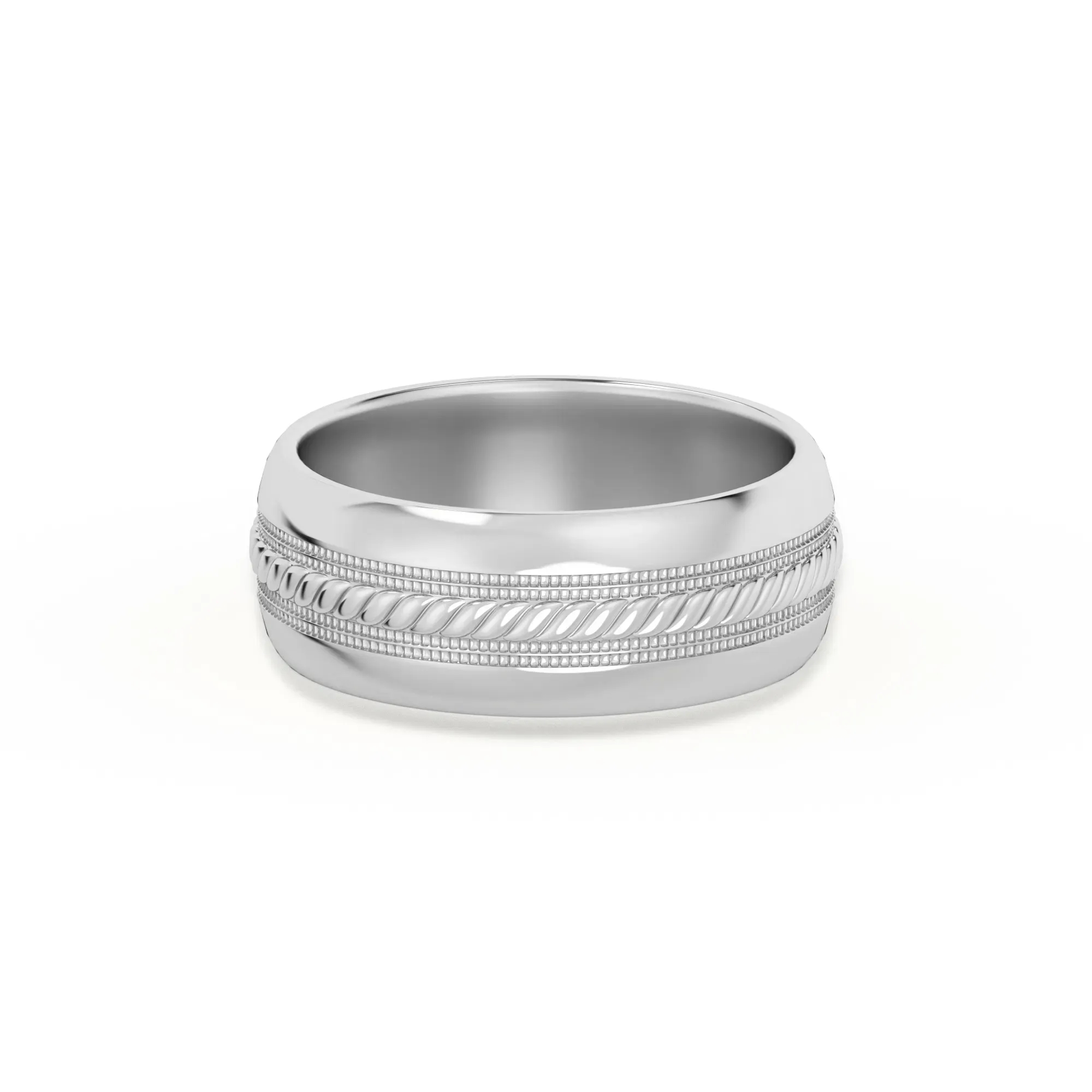 Single Rope Obrączka Ślubna 585 Białe Złoto (14K) 7 MM