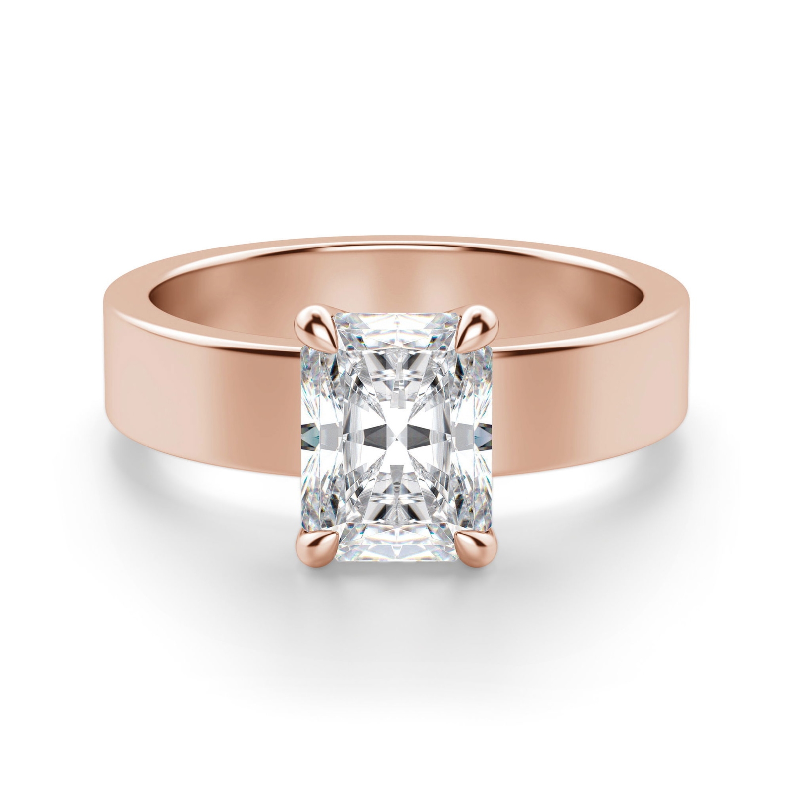 Basket Set Radiant 2.00 krt Masywny Pierścionek Zaręczynowy Diament Laboratoryjny 585 Różowe Złoto (14K)