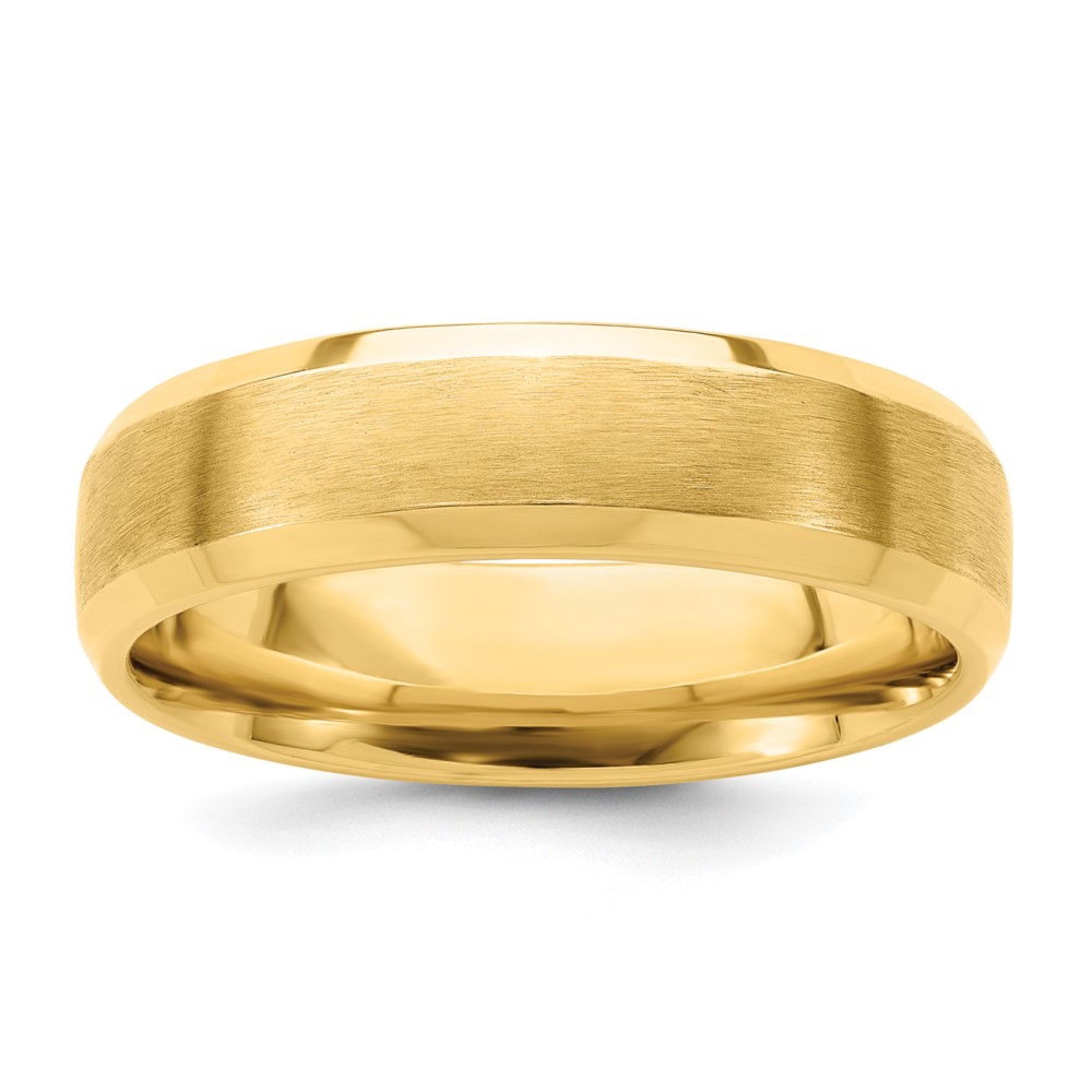Szczotkowana Obrączka Ślubna Bevel Edge Comfort Fit 6 mm 585 Żółte Złoto (14K)