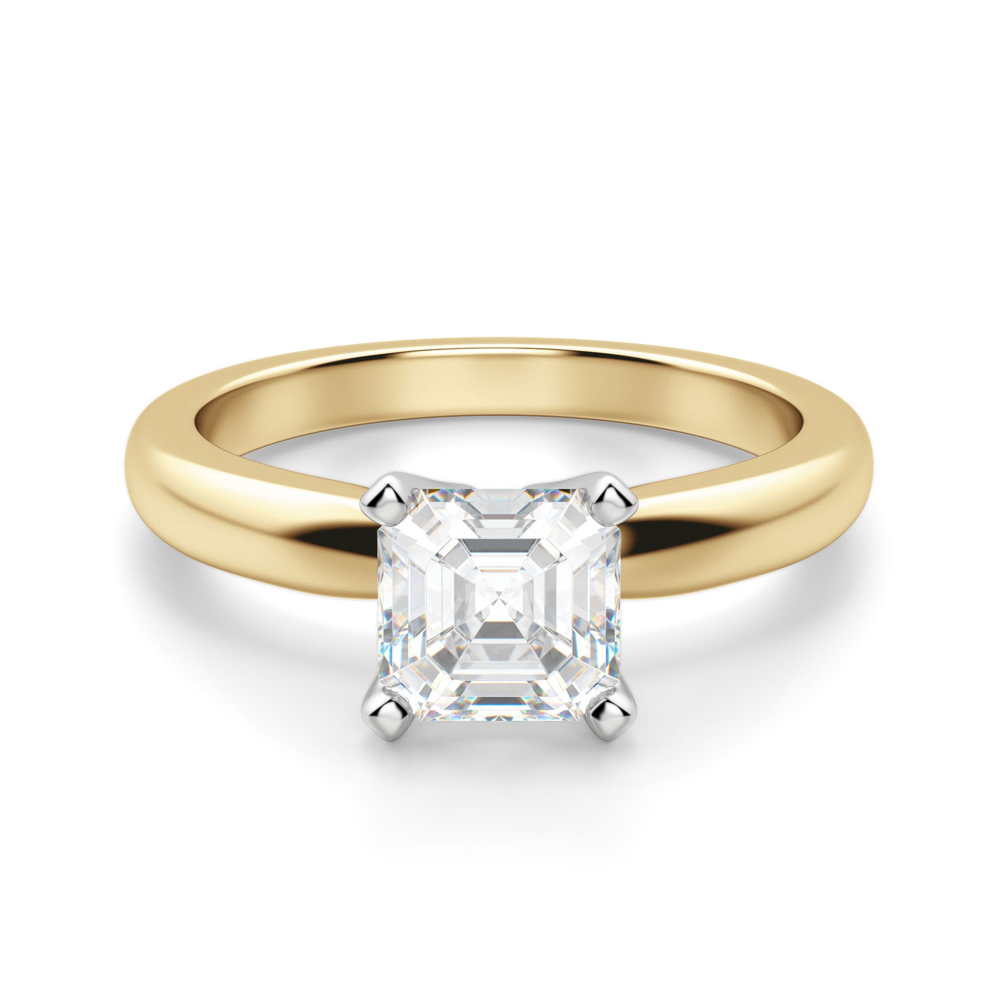 Tapered Solitaire Asscher 2.00 krt Klasyczny Pierścionek Zaręczynowy Diament Laboratoryjny 585 Żółte Złoto (14K)