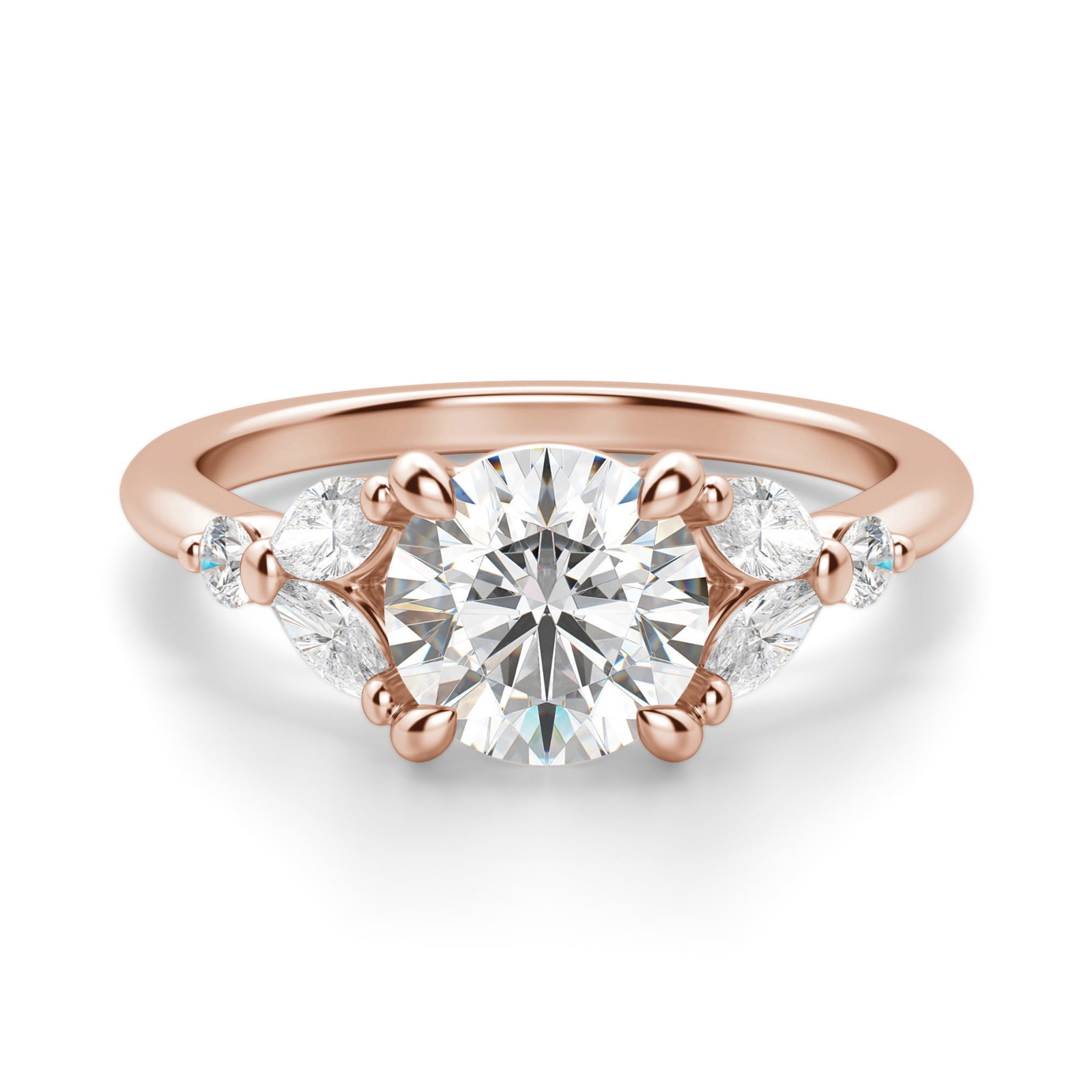 Haven Okrągły 3.00 krt Pierścionek Zaręczynowy Diament Laboratoryjny 585 Różowe Złoto (14K)