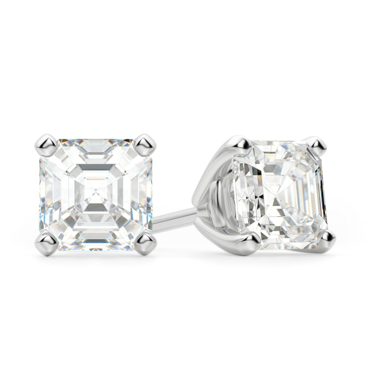 Kolczyki Sztyfty Asscher 0.30 Karata Tension Back Basket Set Diament Laboratoryjny 585 Białe Złoto (14K)