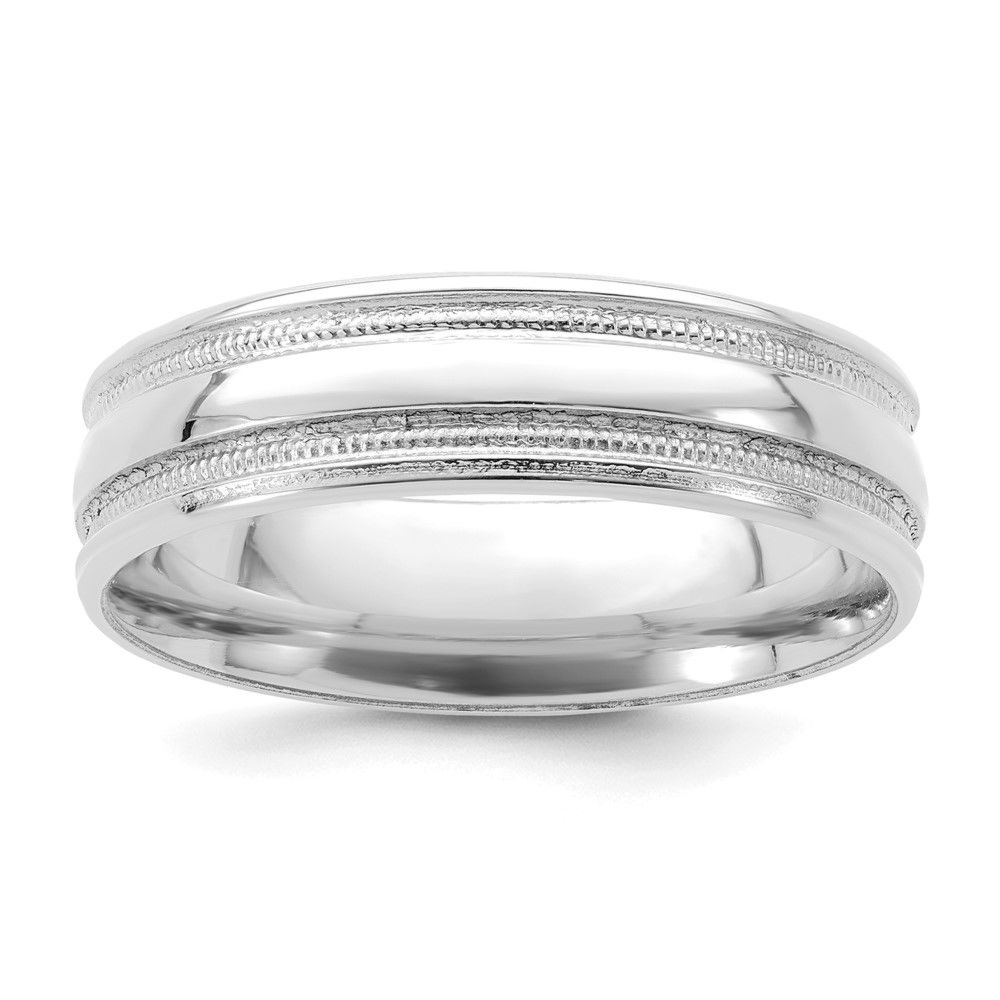 Obrączka Ślubna Beaded Comfort Fit 6 mm 585 Białe Złoto (14K)