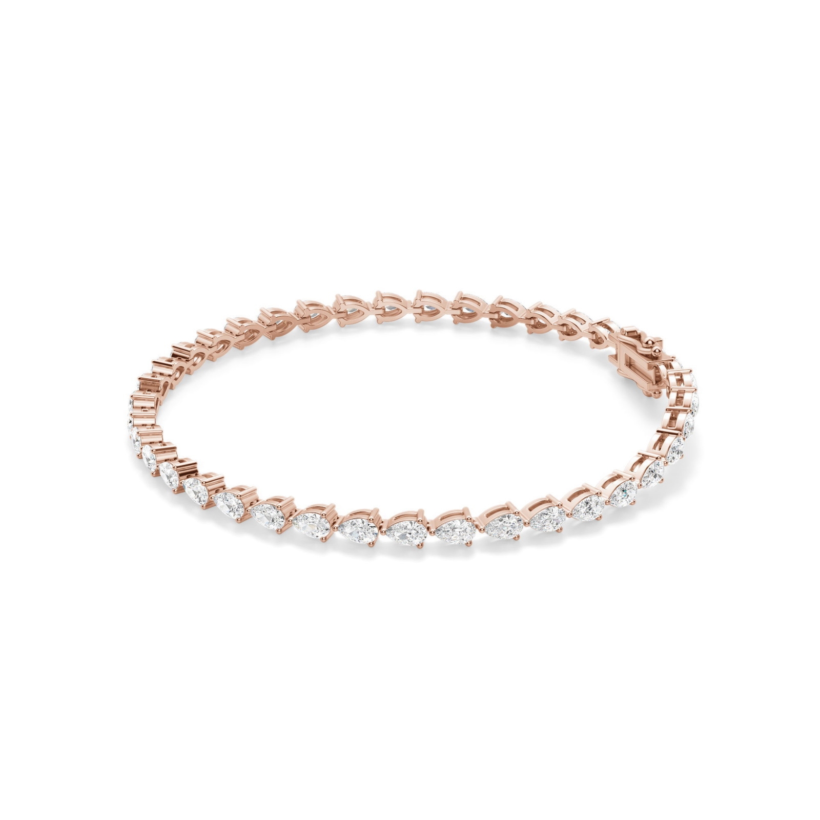 3 Prong Gruszka Tenisowa Bransoletka s Laboratoryjnym Diamentem 7.00 krt z 14K (585) różowego złota