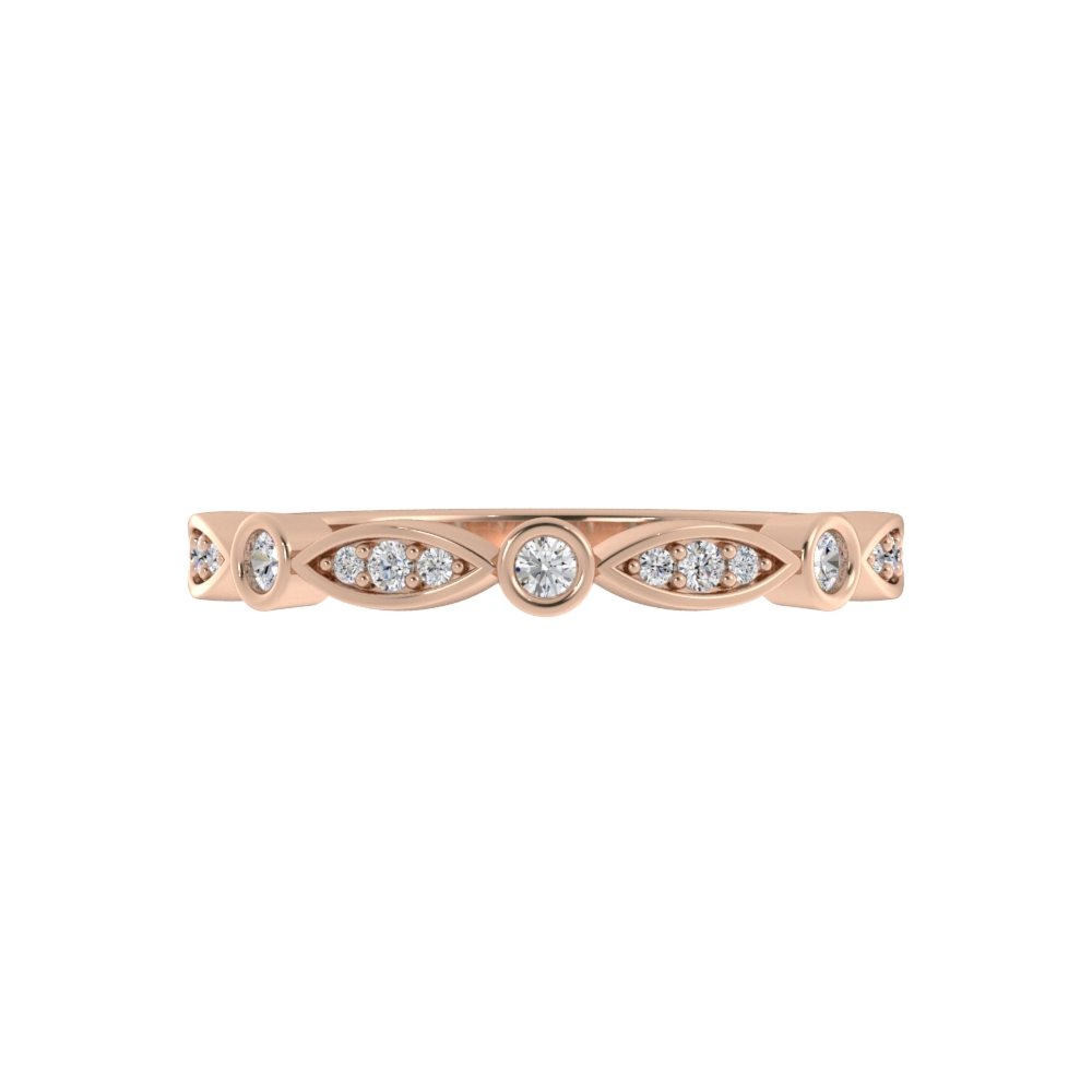 Obrączka Ślubna Flush 2.20 MM Diament Naturalny 585 (14K) Różowe Złoto