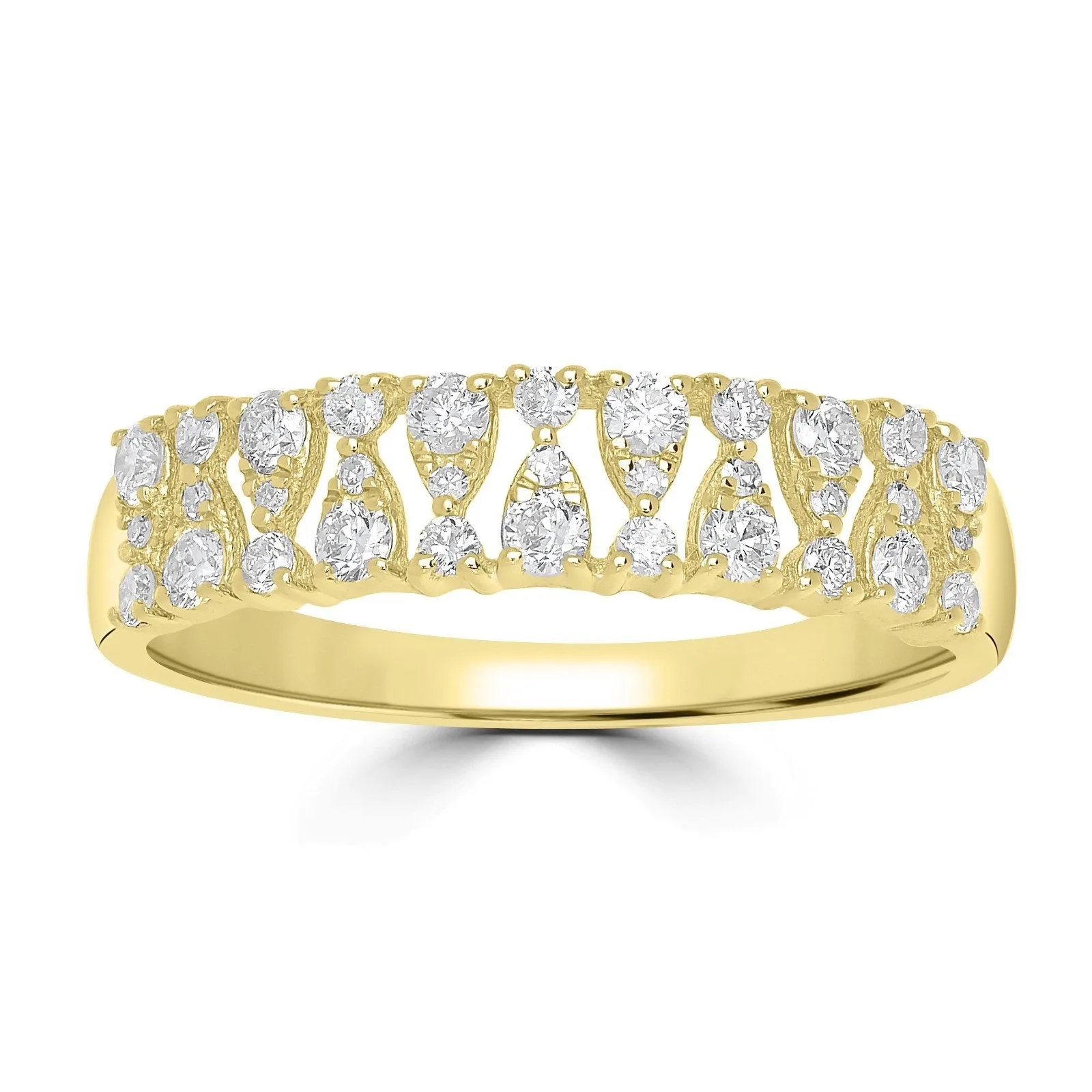 Pierścionek z Okrągłymi Diamentami Laboratoryjnymi 0.40 ct 585 Żółte Złoto