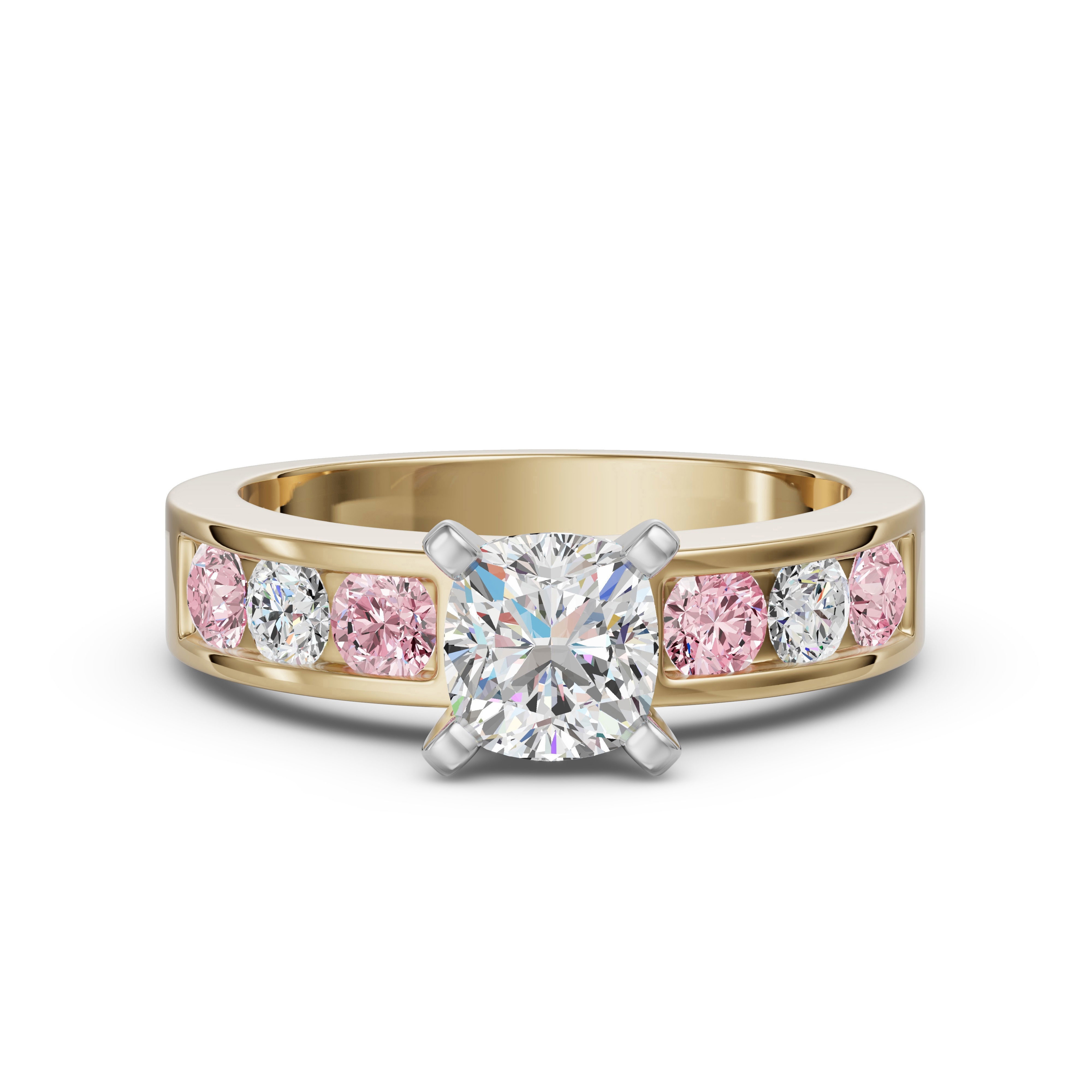 Diamond Diva Poduszkowy Pierścionek Zaręczynowy 1.00 ct - Rose - Diament Laboratoryjny 750 Żółte Złoto