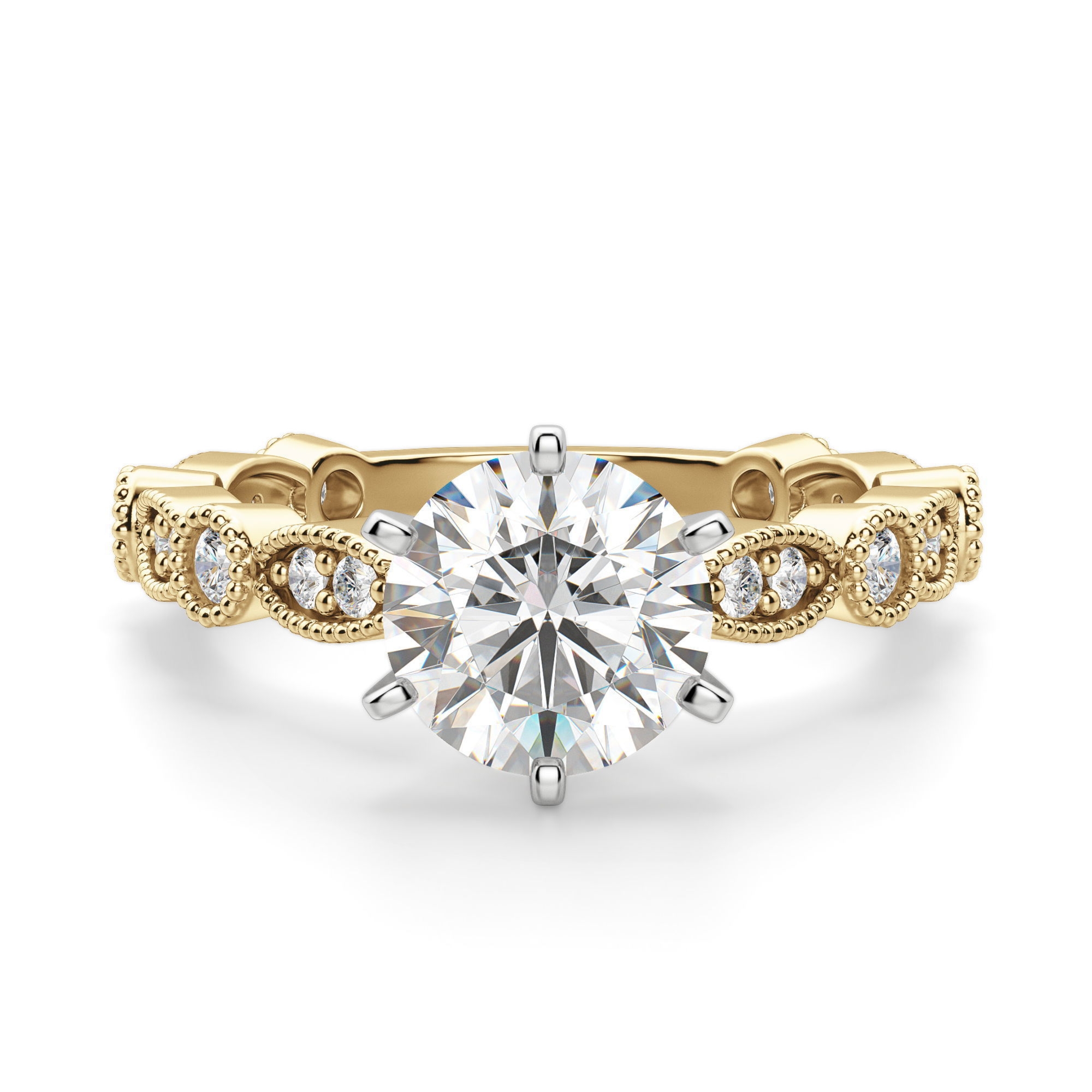 Infinite Love Okrągły 3.00 krt Pierścionek Zaręczynowy Diament Laboratoryjny 585 Żółte Złoto (14K)